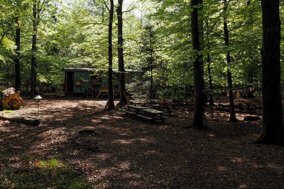 Das Bild zeigt den Ostenfelder Waldkindergarten